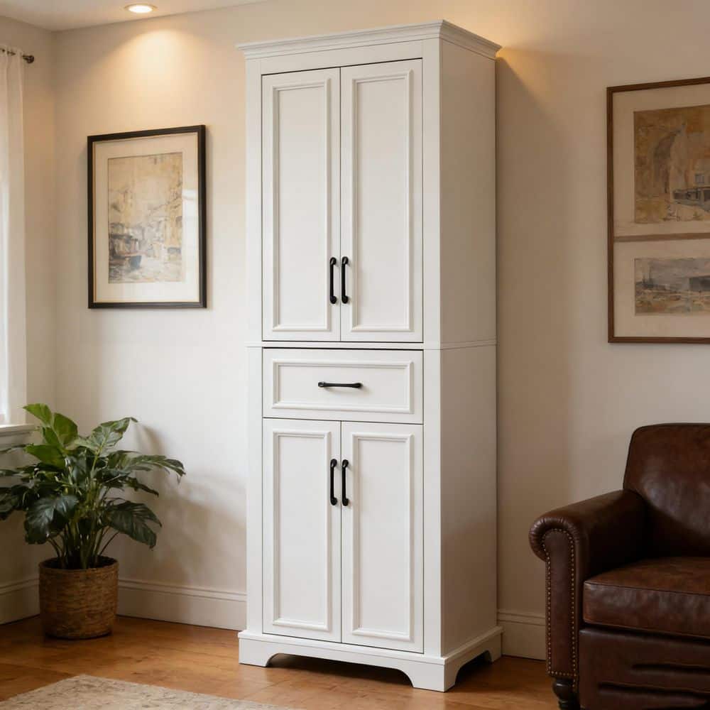 Harper & Bright Designs White 70.8 in. H Modern 4-Doors Storage