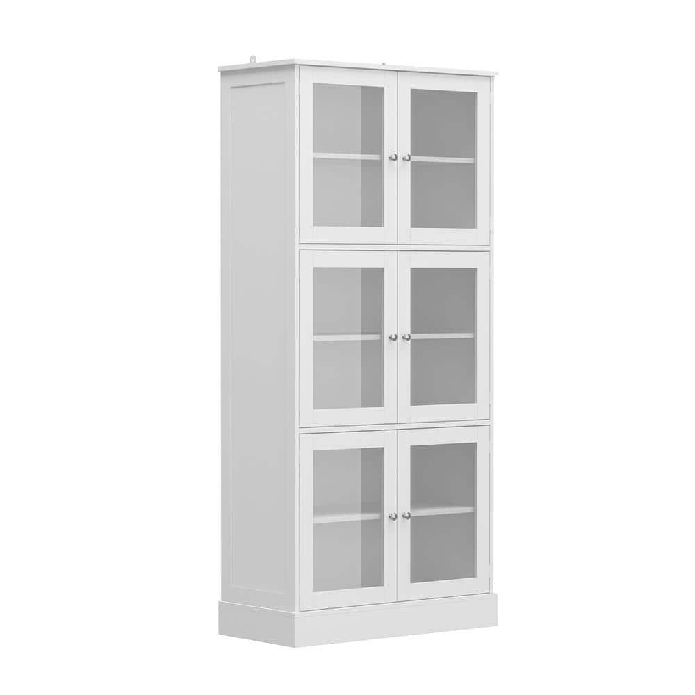 FUFU&GAGA 67.9 in. Tall White Wooden 6 Shelves Accent Bookcase, Storage