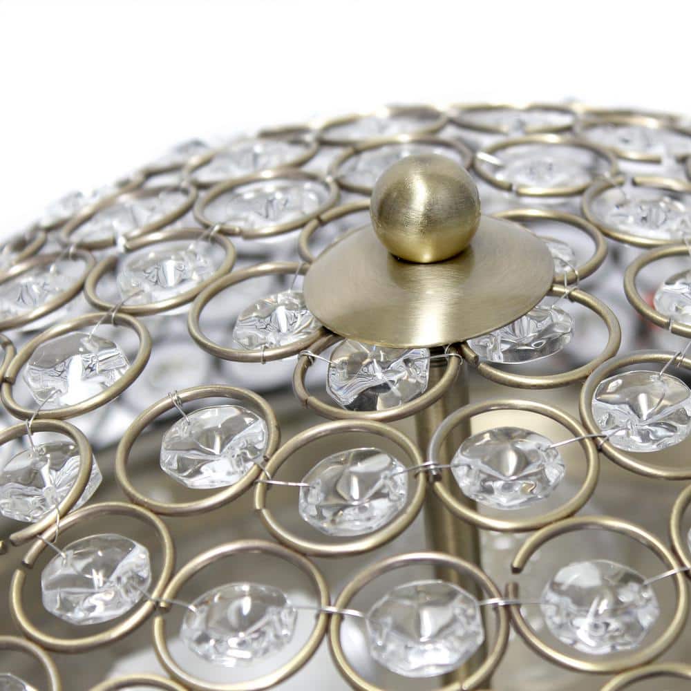 Antique Brass Crystal LED Bowl Ceiling Flush Mount Set