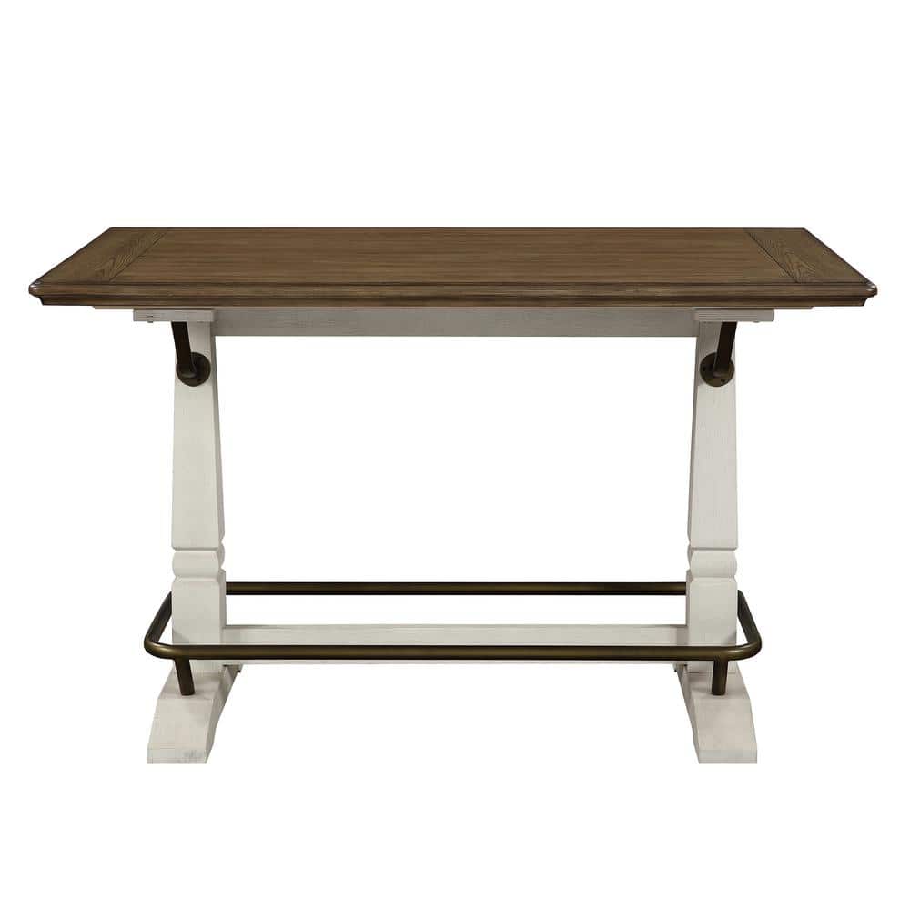 Ivory and Brown Wood Counter Height Farmhouse Gathering Table