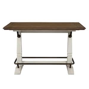 Pendleton Casual Ivory and Honey Oak Wood 59.5 in. Double Pedestal Counter Height Dining Table Seats 6