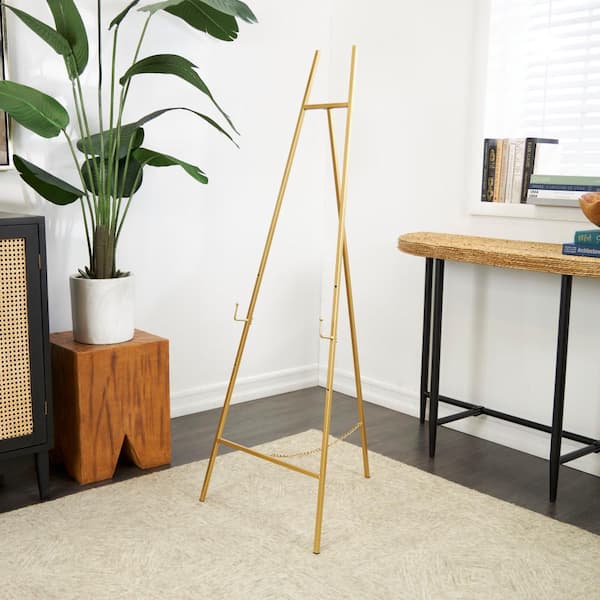 Litton Lane Gold Metal Tall Adjustable Minimalistic Display Stand Floor 3  Tier Geometric Easel with Chain Support 044795 - The Home Depot