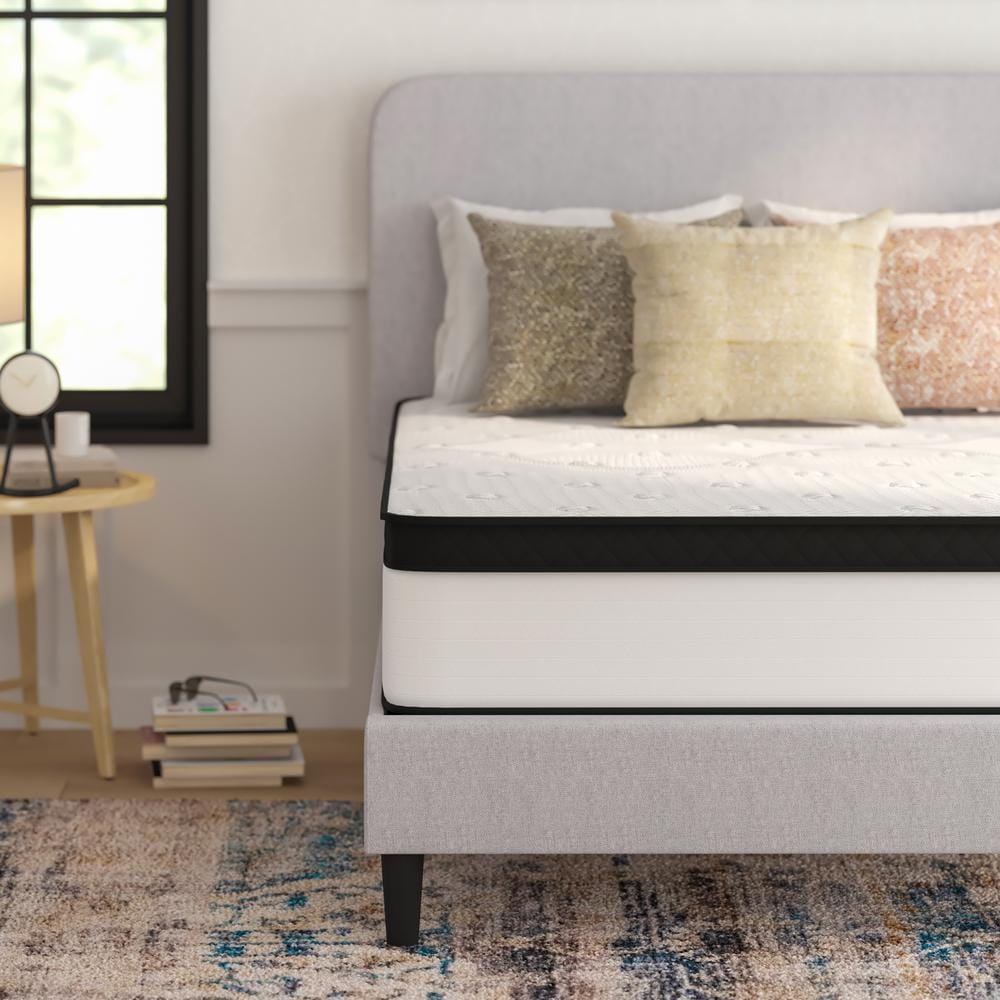 Full 12" Black and White Innerspring Adjustable Mattress