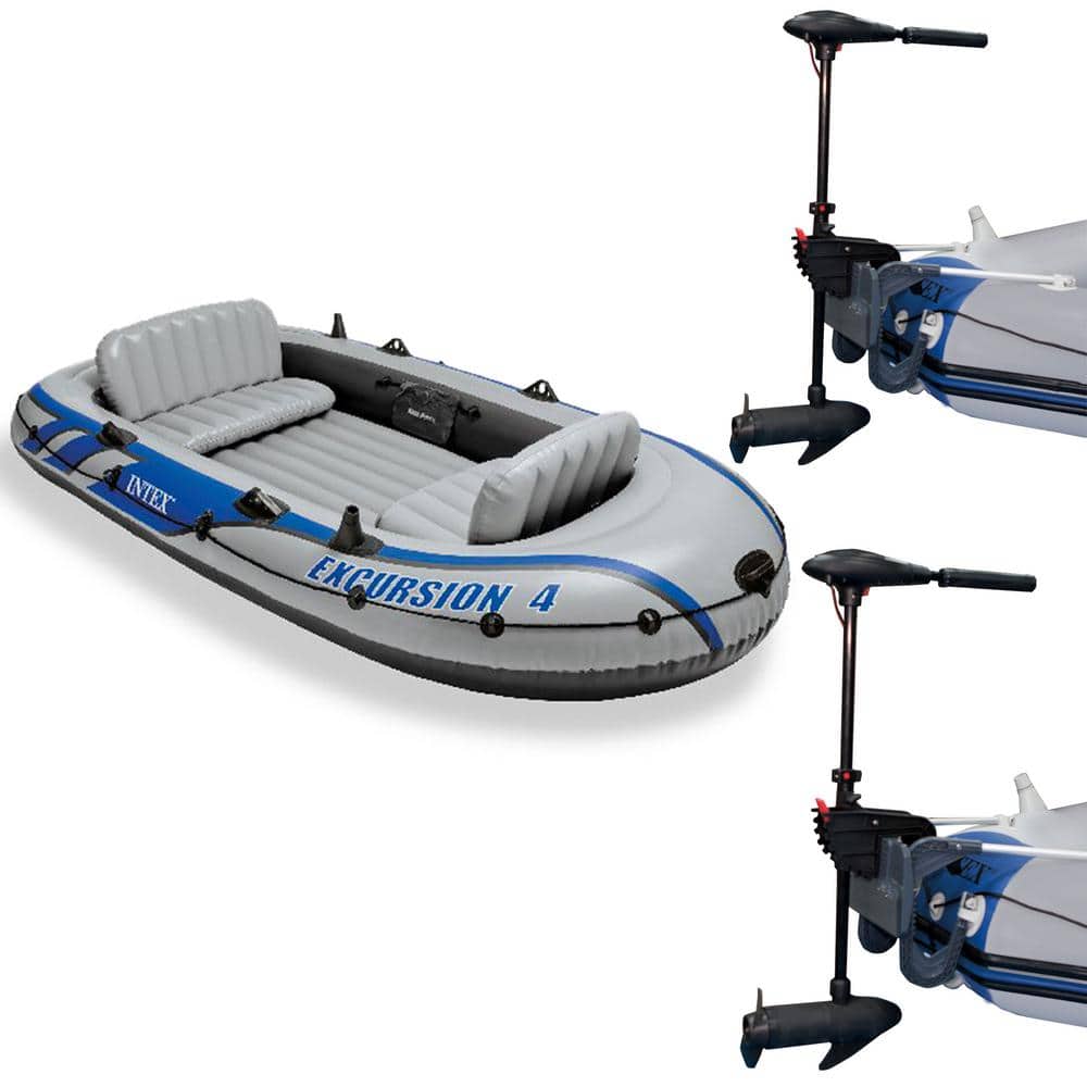 Excursion 4 Inflatable Raft Set w/ 2 Transom Mount 8 Speed Trolling Motors price history on PriceWatchPro