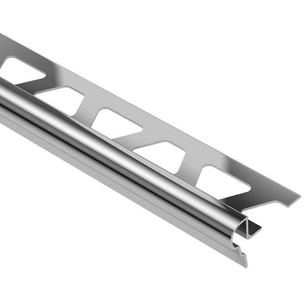 Schluter Trep-FL Stainless Steel 11/32 in. x 8 ft. 2-1/2 in. Metal Stair Nose Tile Edging Trim