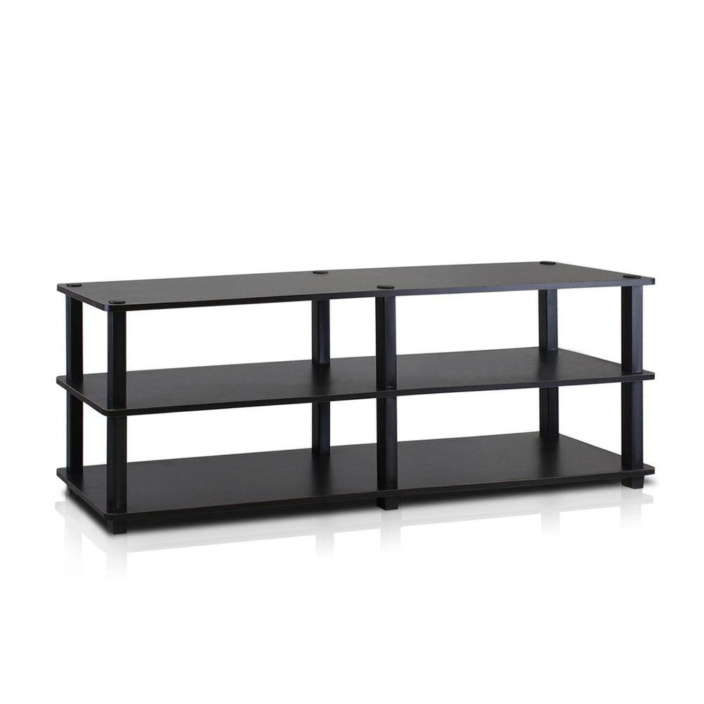 Espresso Black 3-Tier Rectangular TV Stand with Cabinet