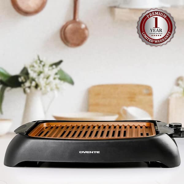OVENTE 1000-Watt Portable Electric Indoor Grill with Non-Stick