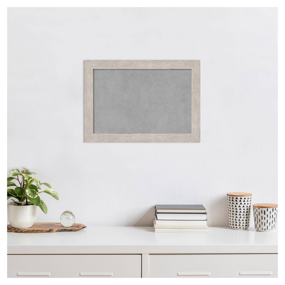 Modern Grey Wood and Metal Magnetic Memo Board