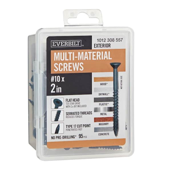 #10 x 2 in. Black 6-Lobe Torx Drive Exterior Flat Head Multi-Material Screw 1 lb. -Box (95-Piece)