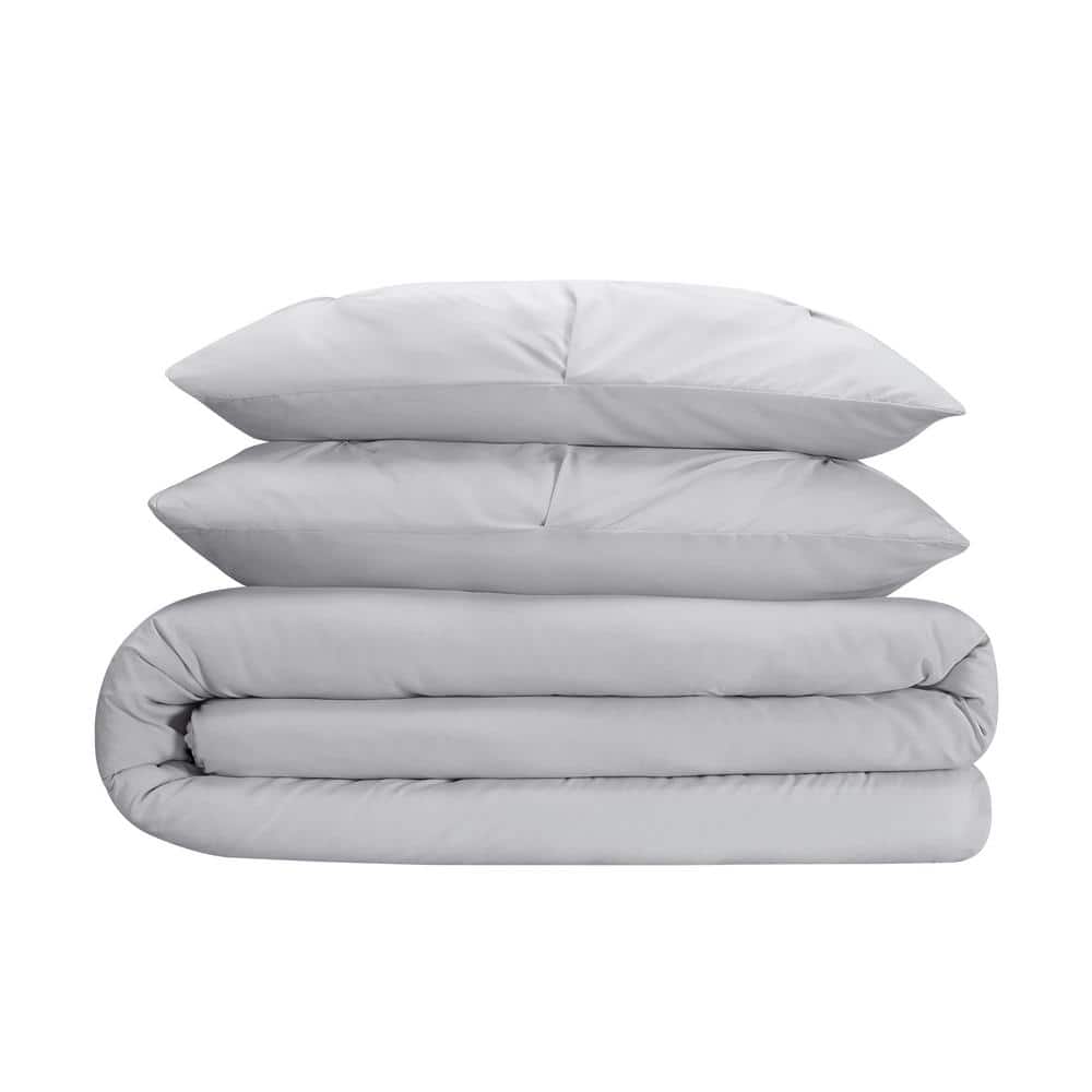 Simply Clean Gray Microfiber Twin XL Duvet Cover Set