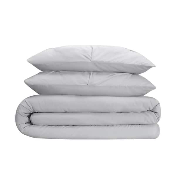 4-Piece Bed Set Duvet Cover 220x240 + Fitted Sheet 180x200cmx30cm with 2  Pillowcases 48x74cm Gray for 2 Persons Microfiber Bed Set