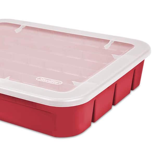 Sterilite 20 Compartment Christmas Holiday Ornament Storage Box, Red (6  Pack)