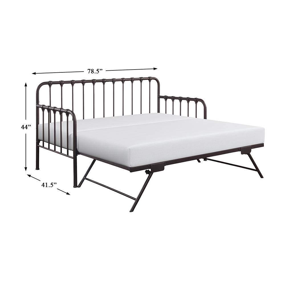 Dark Bronze Twin Metal Daybed with Trundle