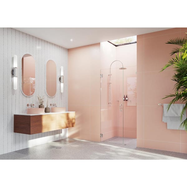 Illume 38 in. W x 78 in. H Wall Hinged Frameless Shower Door in Polished Nickel with Clear Glass