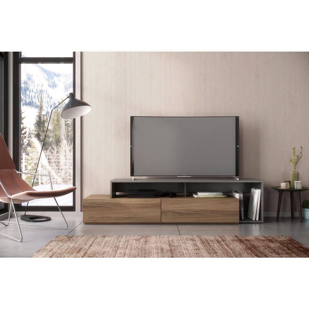 Nexera Tonik TV Stand for TVs up to 80 in Nutmeg and Greige