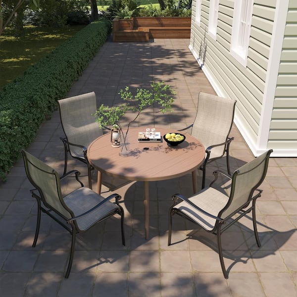 Unbranded 48 in. W Round Aluminum Outdoor Dining Table Not included Chair