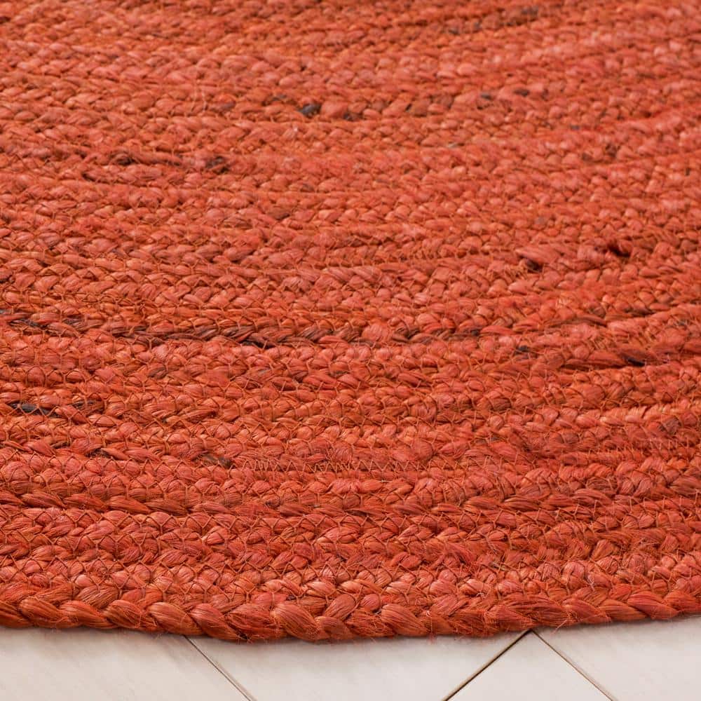 Handmade Round Red Jute Non-slip Area Rug, 3' Diameter