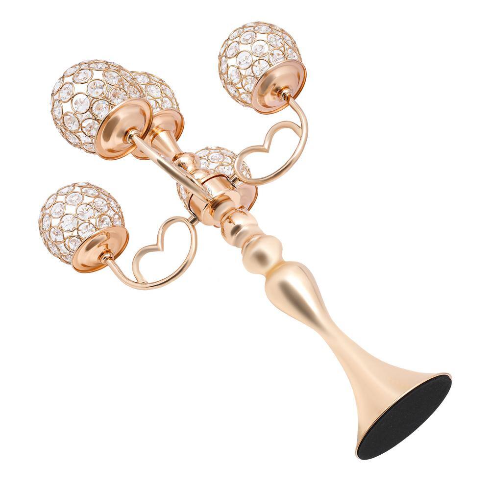 Gold Crystal 5-Arm Tabletop Candelabra Set