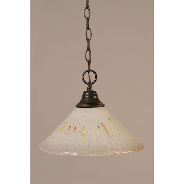 Unbranded Kingston 100-Watt 1-Light Dark Granite Bowl Mini Pendant Light with Glass Shade