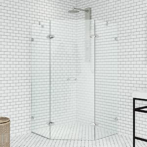 Gemini 40 in. L x 40 in. W x 73 in. H Frameless Pivot Neo-angle Shower Enclosure in Chrome with 3/8 in. Clear Glass