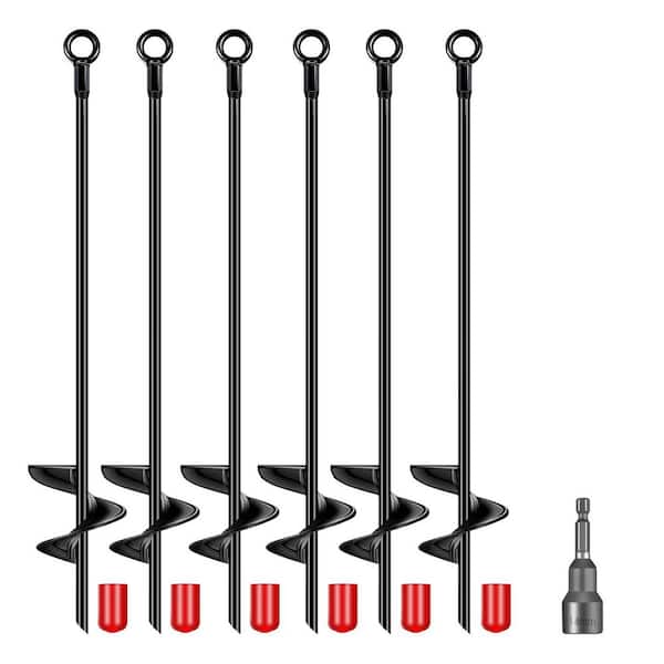 6 Pieces 30 in. Auger Earth Anchor Shed Anchor Kit Spiral Blade Heavy Duty Shed Anchors Wind Stakes for Tents, Canopies