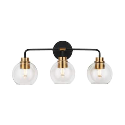 Lawrence 3-Light Aged Bronze and Brass Vanity Light