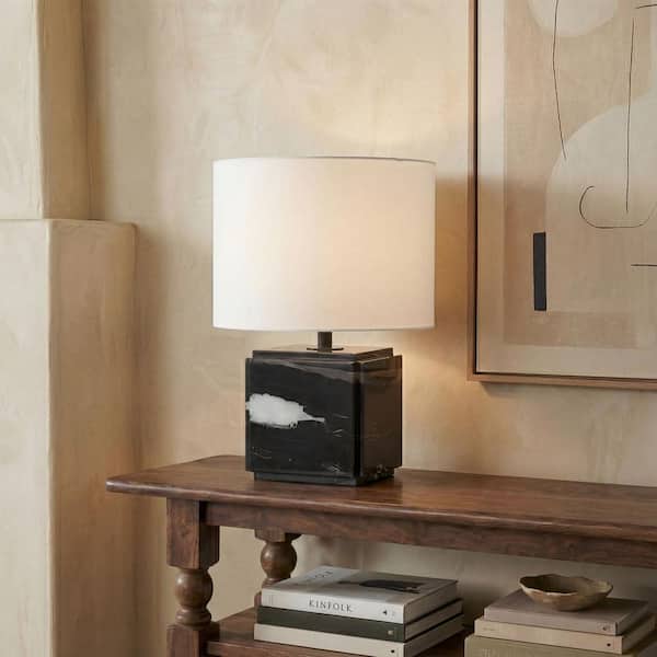 Zahra 15 in. Black/White Table Lamp for Living Room