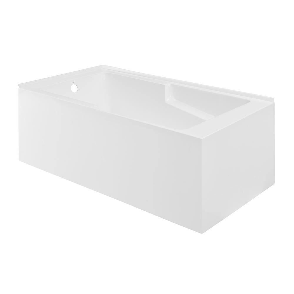 Claire 60" White Acrylic Alcove Bathtub with Corner Apron