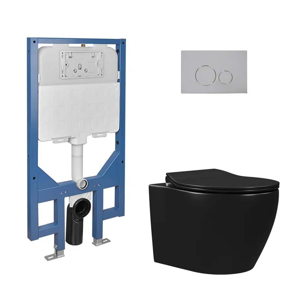 2-Piece 1.1/1.6 GPF Dual Flush Elongated Wall Hung Toilet with Concealed In-Wall Toilet Tank in Black (Seat Included) price history on PriceWatchPro