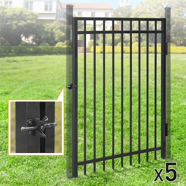 4 ft. x 5 ft. Flat Top Anti-Rust Metal Fence Gate, Decorative Garden Gate (Pack of 5)