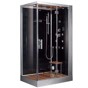 Platinum 47 in. x 36 in. x 90 in. Steam Shower in Black with Hinged Door, Right Side Controls and 6 kW Steam Generator