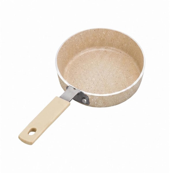 2-Piece 5.5 in. White Aluminum Nonstick Mini Egg Frying Pan Set with Marble Finish