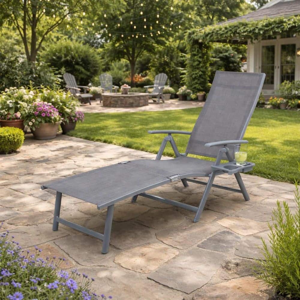 KOZYARD Cozy Gray Adjustable Foldable Reclining Aluminum Outdoor