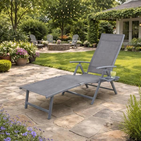 KOZYARD Cozy Gray Adjustable Foldable Reclining Aluminum Outdoor