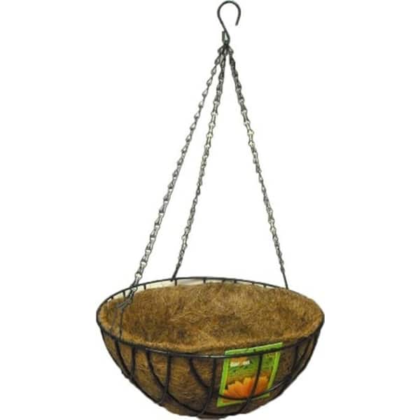 KYMMICO 10 in. Round Black Metal Hanging Basket