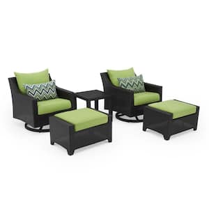 Deco 5-Piece Wicker Motion Patio Conversation Set with Sunbrella Ginkgo Green Cushions