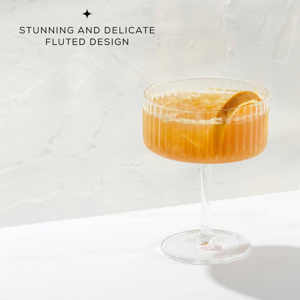 Elle 10oz Clear Fluted Coupe Martini Glasses Set