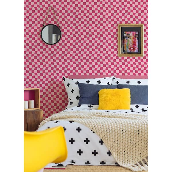 Groovy Checker Pink Peel and Stick Wallpaper