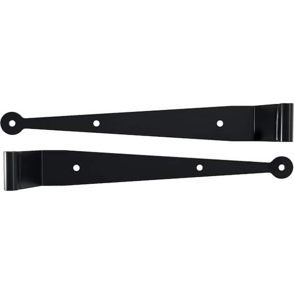 SteelTek Strap Hinge 12-in W with 1-1/2-in Offset (Sold as Pair), 304 Stainless Steel, Powder Coated Black