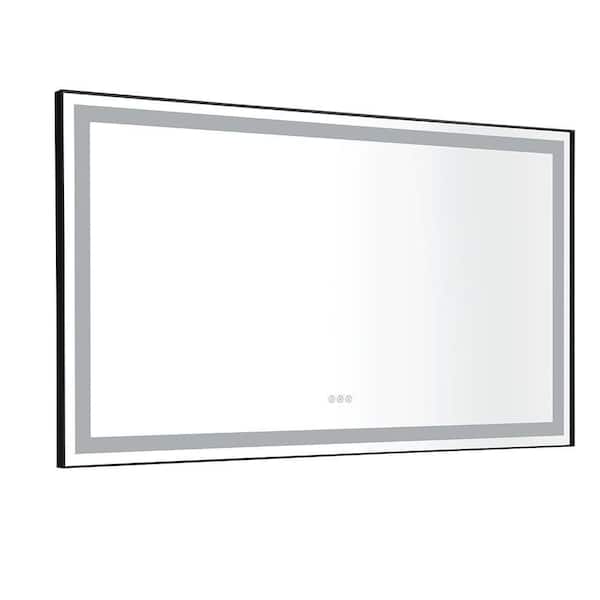 EPOWP 72 in. W x 48 in. H Large Rectangular Aluminium Framed LED Dimmable Wall Bathroom Vanity Mirror in Silver