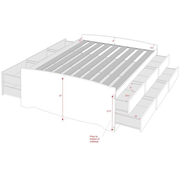 prepac tall platform storage bed with 12