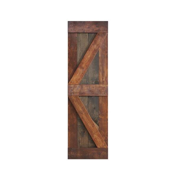 COAST SEQUOIA INC K Series 24 in. x 84 in. Aged Barrel/Dark Walnut Knotty Pine Wood Barn Door Slab