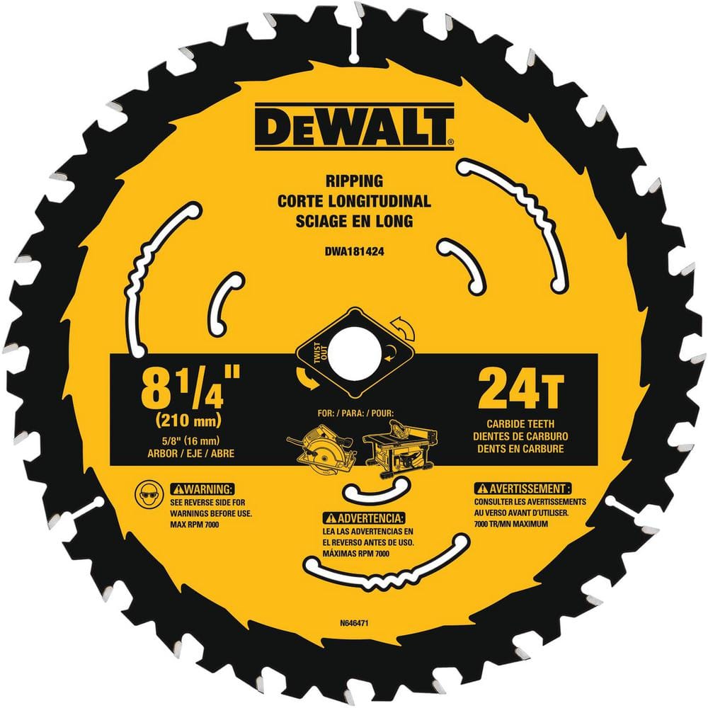 DEWALT 8-1/4 in. 24-Tooth Circular Saw Blade DWA181424 - The Home