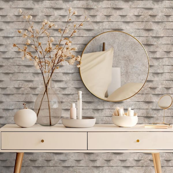 Wavy Marble Stripe Taupe Wallpaper