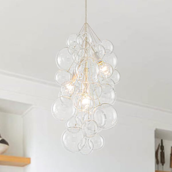 Y'INSP 3-Light Matt White Clear Glass Grape Modern Cluster Bubble