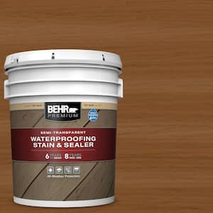 5 gal. #ST-115 Antique Brass Semi-Transparent Waterproofing Exterior Wood Stain and Sealer