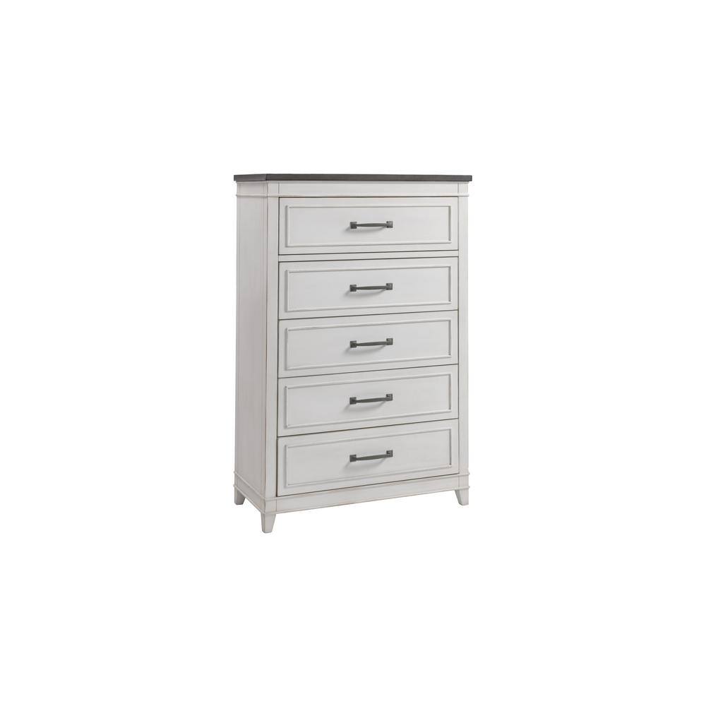 Martin Svensson Home Del Mar White with Grey Top 5-Drawer 36 in. Wide ...