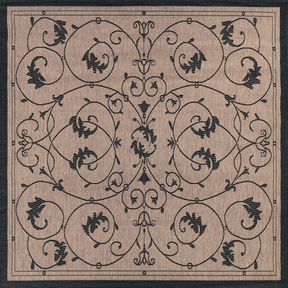 Recife Veranda Brown-Black 8 ft. x 8 ft. Flatwoven Floral Square Indoor/Outdoor Area Rug price history on PriceWatchPro