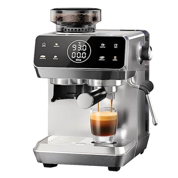 14 Cup Stainless Steel Espresso Machine Built-In Grinder, IMD smart touchscreen, 20 Bar 2-in-1 Grinder and Coffee Maker