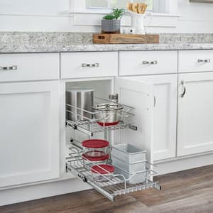 Chrome Kitchen Cabinet Pull Out Shelf Organizer, 15 x 22 In, 5WB2-1522CR-1